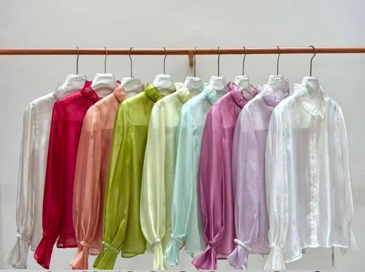 蝶舞荷葉領襯衫多色選擇|Butterfly Ruffle-Neck Blouse multiple colors
