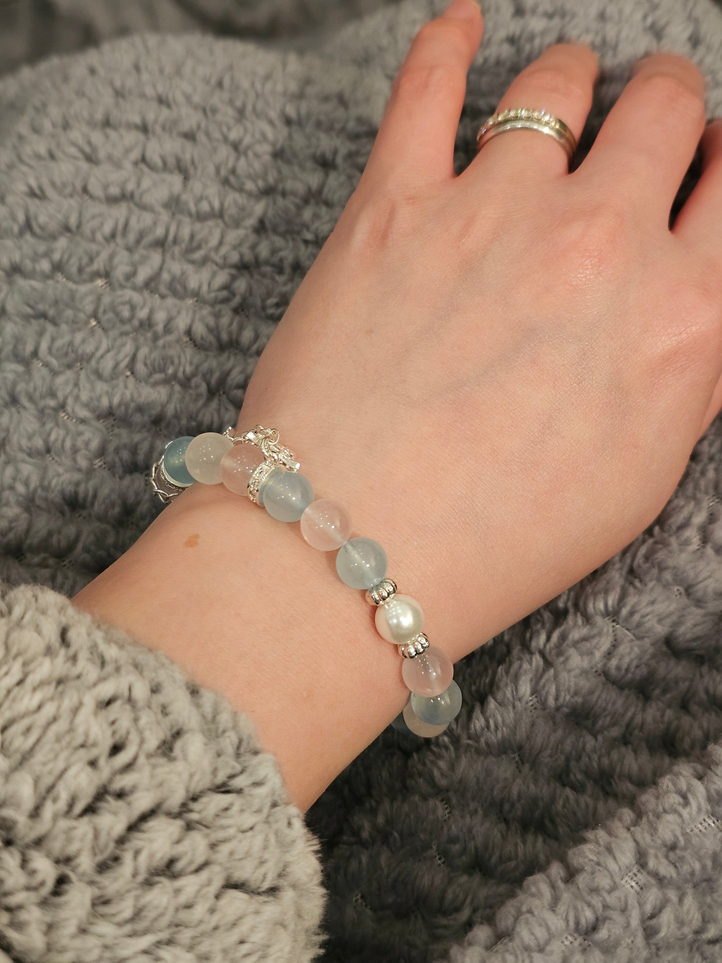 Aquamarine × Shell Pearl × Rose Quartz × Moonstone 8mm