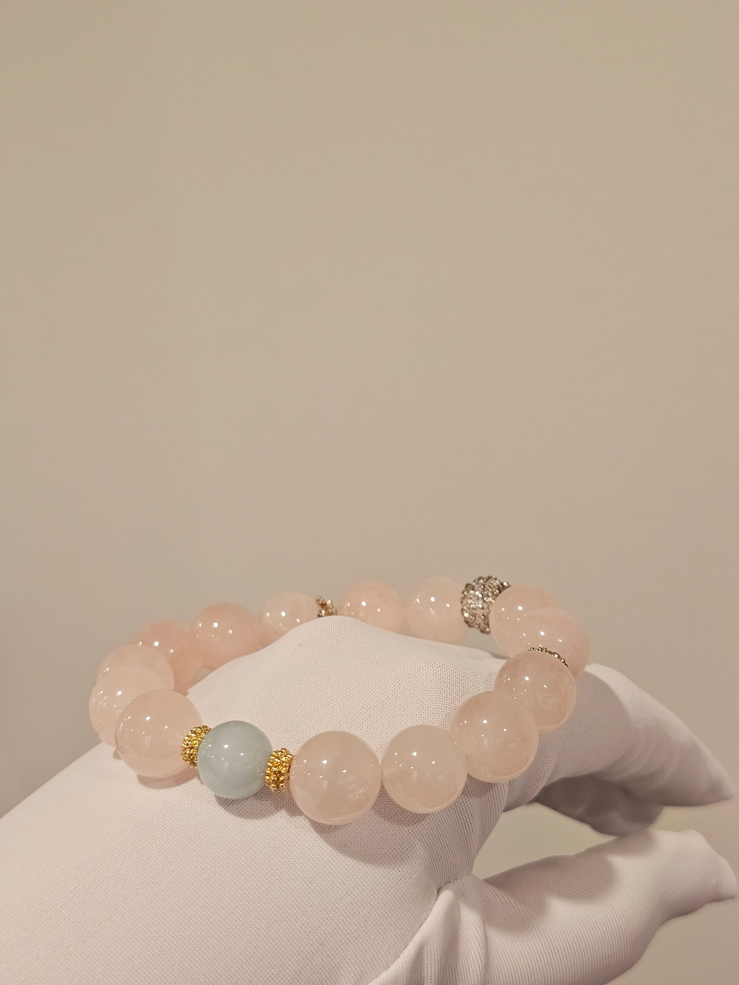 Rose Quartz & Aquamarine Bracelet 12mm