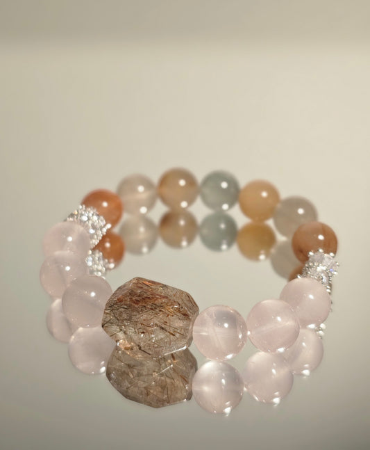 Rose Quartz × Super Seven × Rabbit Hair Quartz Bracelet 10mm