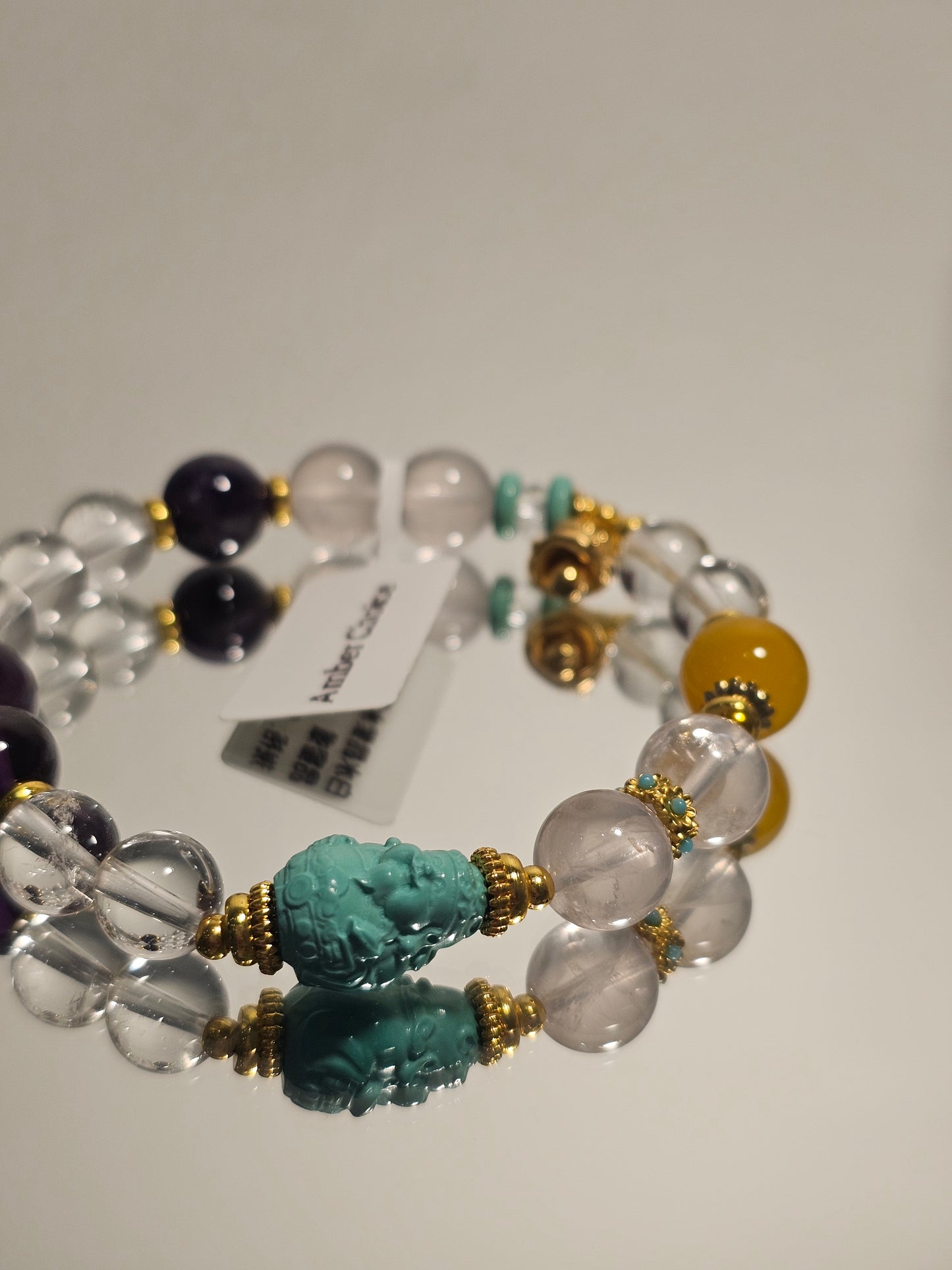 Clear Quartz × Amethyst × Rose Quartz × Amber Bracelet · 8mm