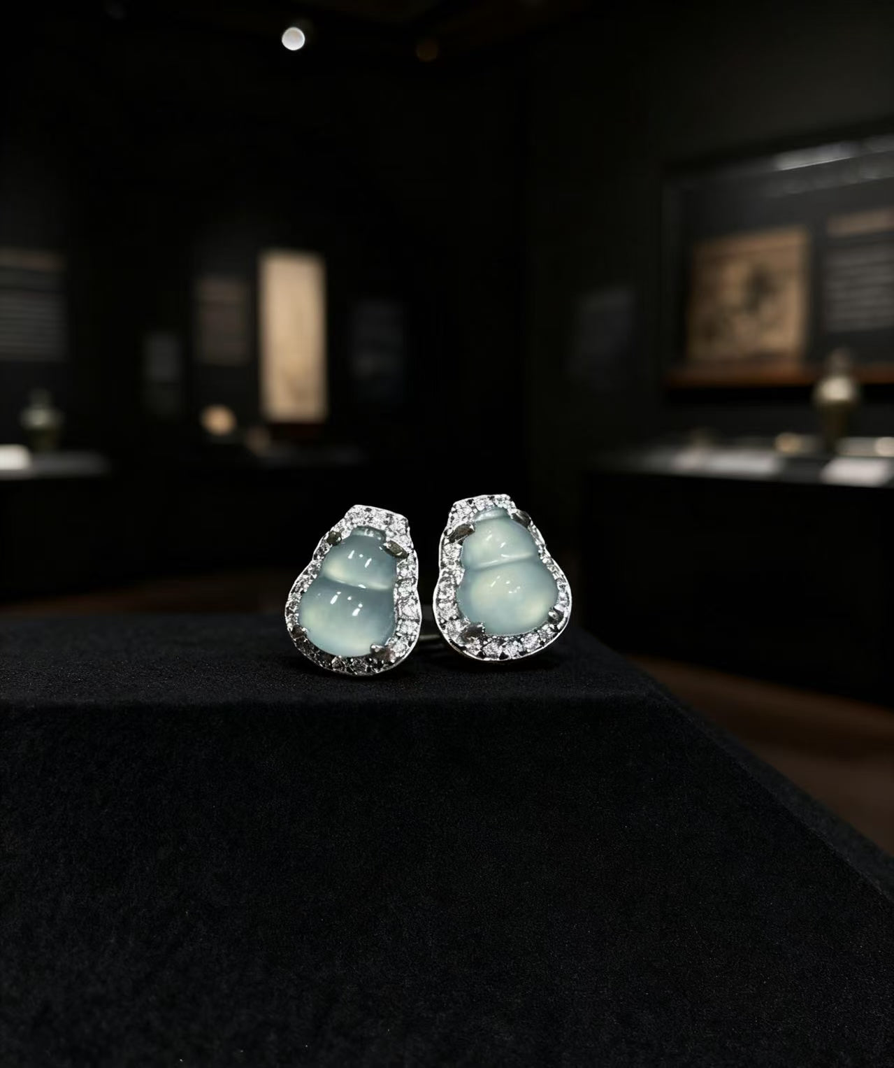 Guatemala Ice Jade Gourd Earrings · 925 Silver