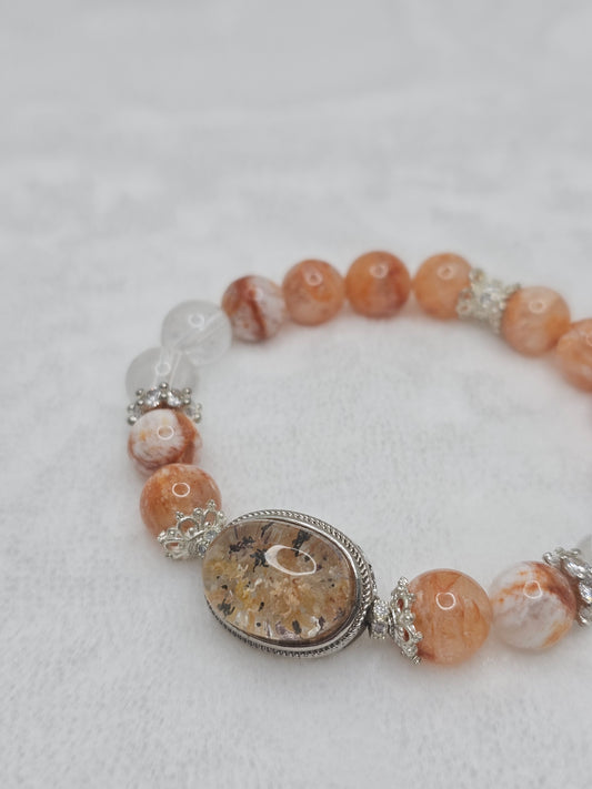 Snow Phantom Quartz + Clear Quartz Bracelet 10mm