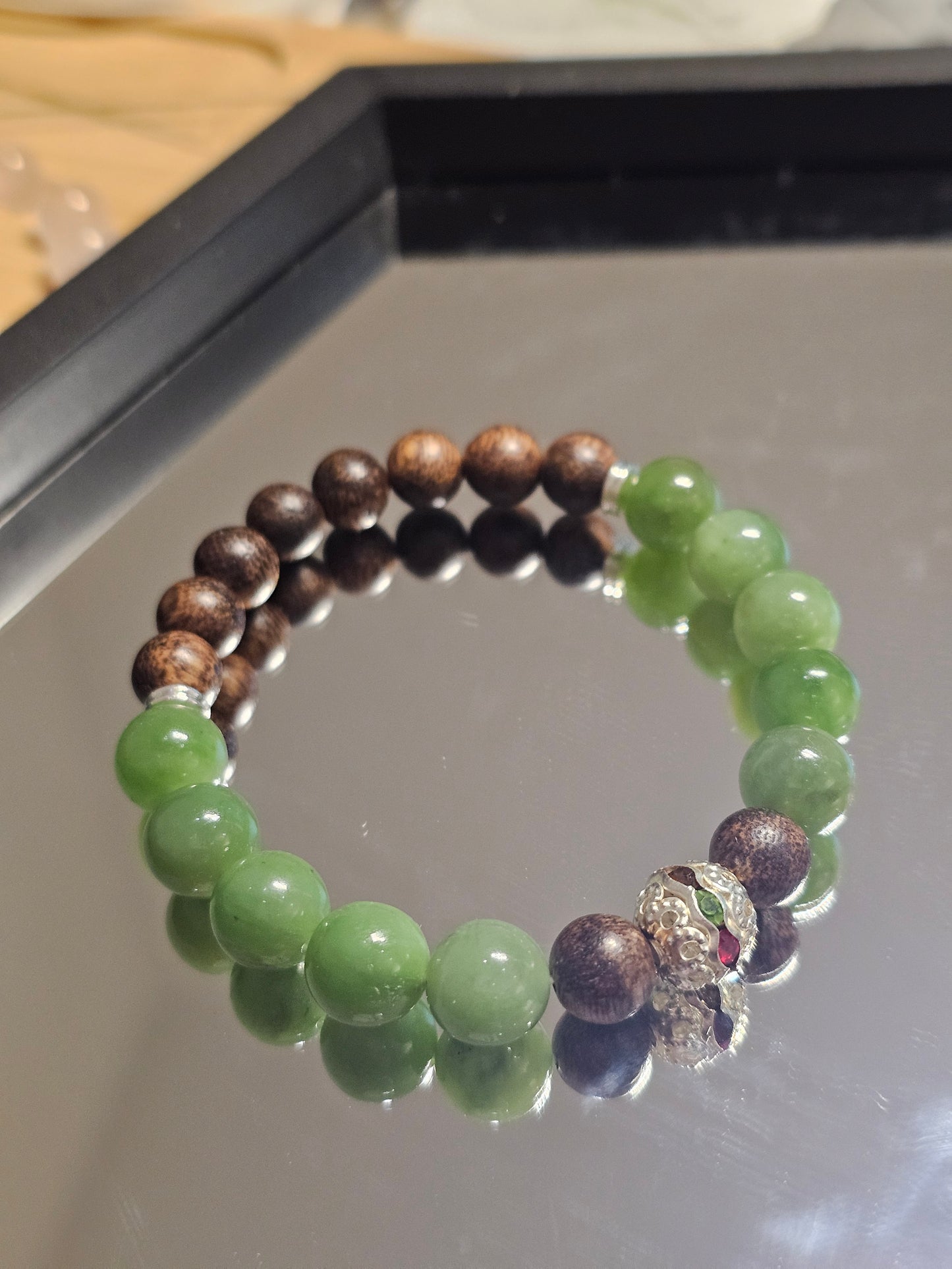 Natural Kynam Agarwood Bracelet 9mm | Hetian Jade Bracelet | Handmade Unisex Jewelry | Meditation Bracelet