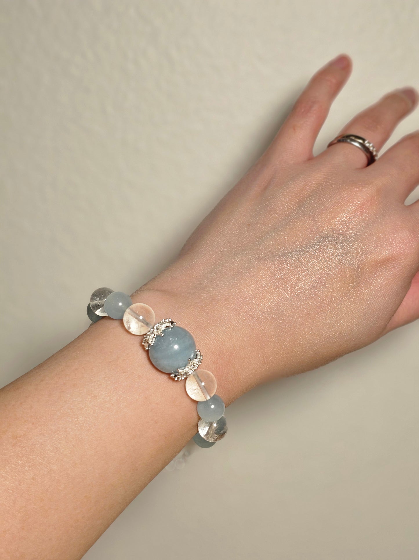 Aquamarine × Clear Quartz|Fresh & Elegant Energy Bracelet 10mm