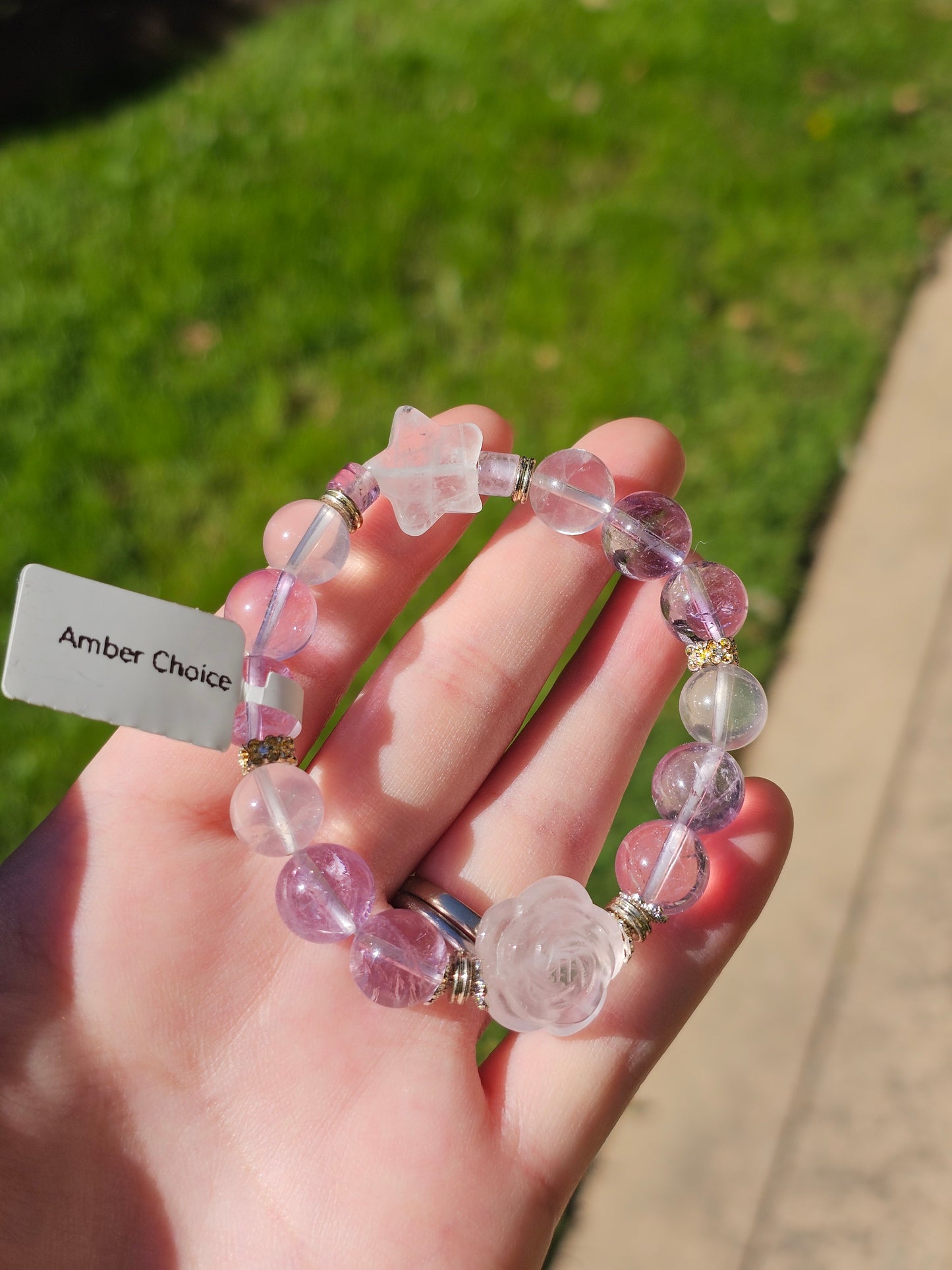 Rose Quartz Rose × Lavender Amethyst × Clear Quartz Bracelet 10mm