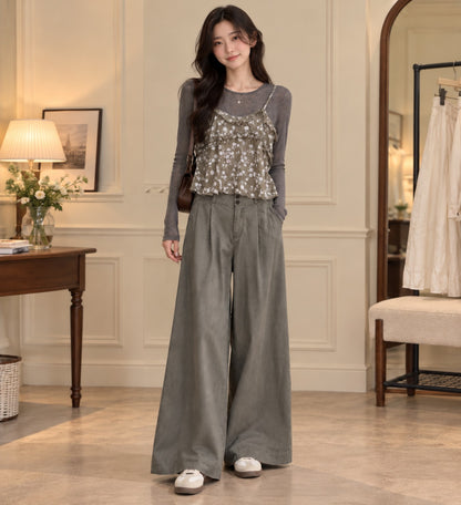 Grey floral layered three-piece set - styled model view