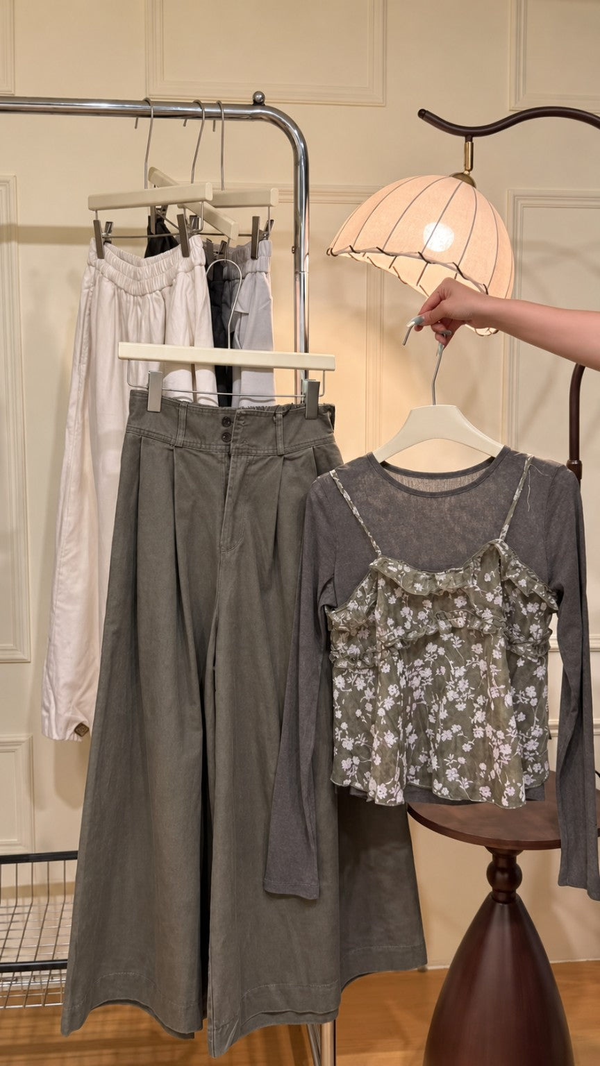Grey floral layered three-piece set - actual product