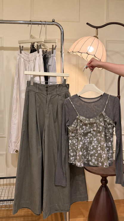 Grey floral layered three-piece set - actual product