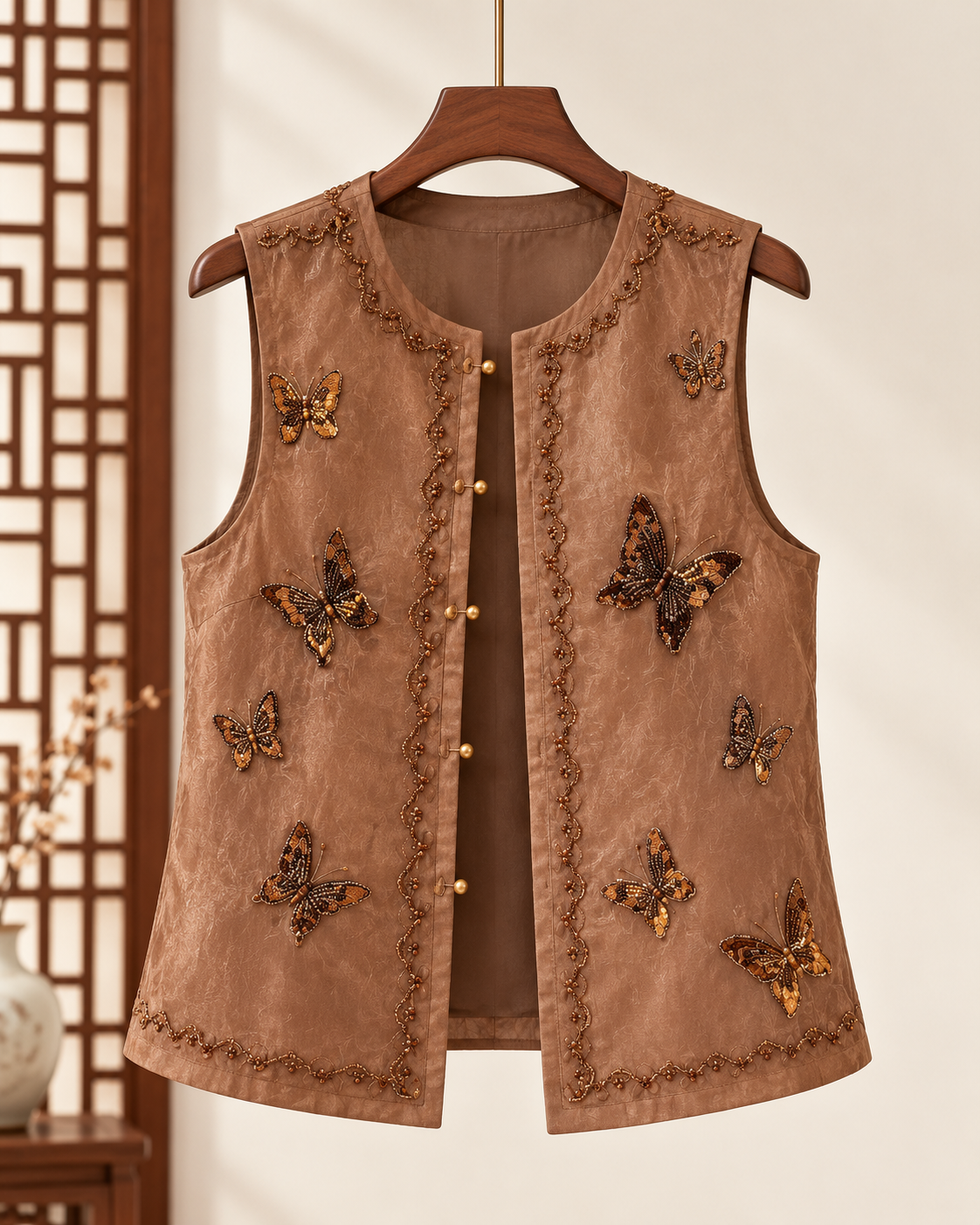 Butterfly Beaded Vest front product view