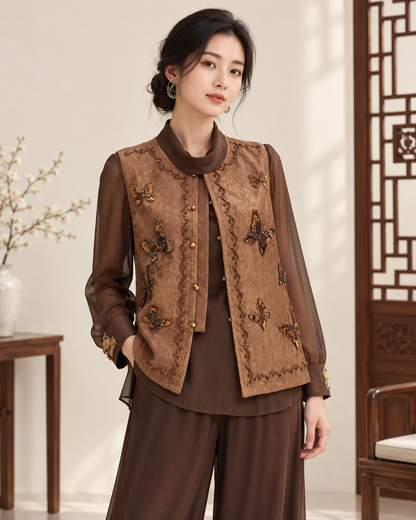 Butterfly Beaded Vest model styling