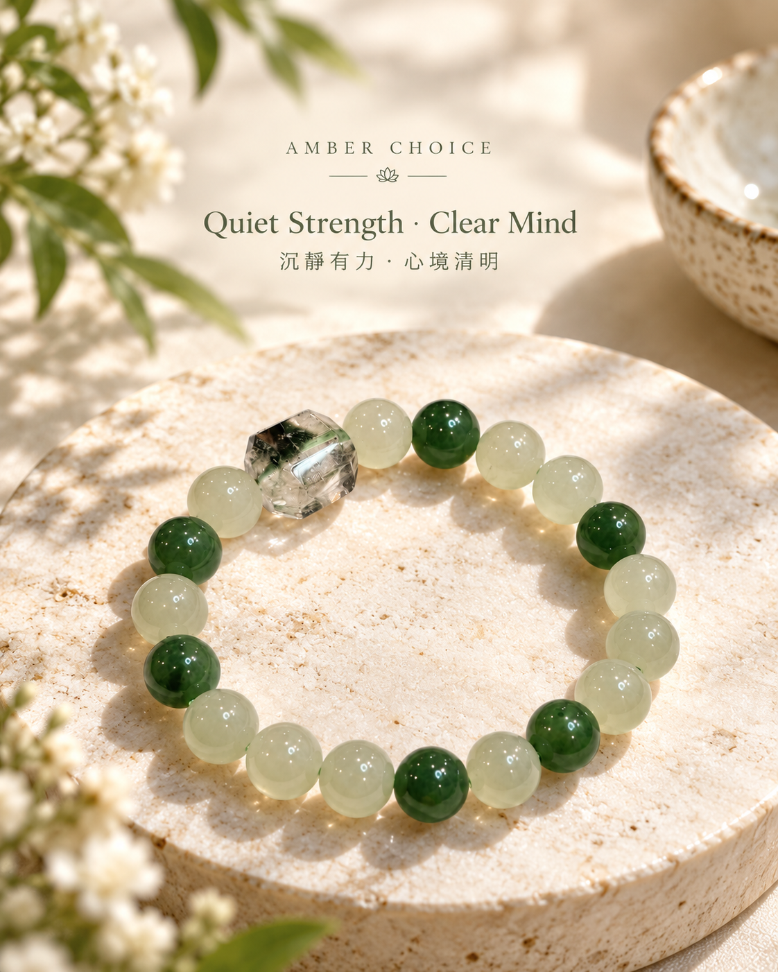 Green Phantom Nephrite Qing Shui Green Bracelet concept | 綠幽靈碧玉晴水綠手鏈形象圖