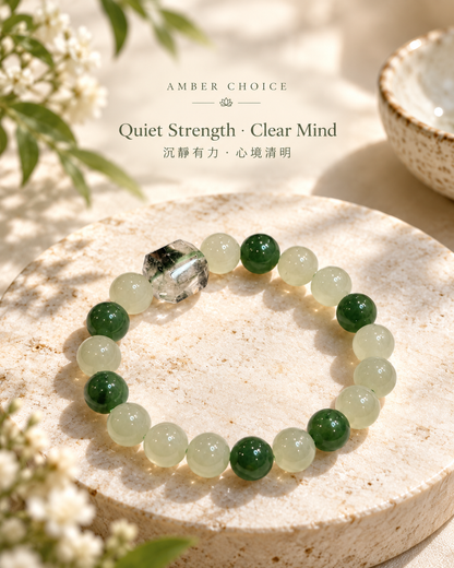 Green Phantom Nephrite Qing Shui Green Bracelet concept | 綠幽靈碧玉晴水綠手鏈形象圖