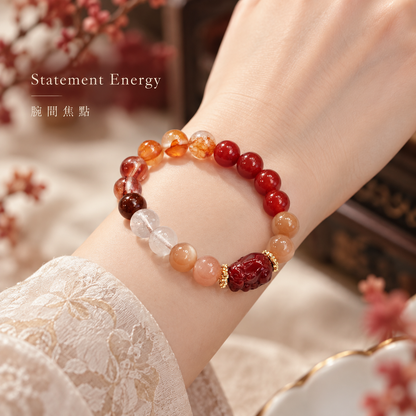 Orange Moonstone & Red Agate Pixiu Bracelet concept | 橙月亮石紅瑪瑙貔貅手鏈形象圖