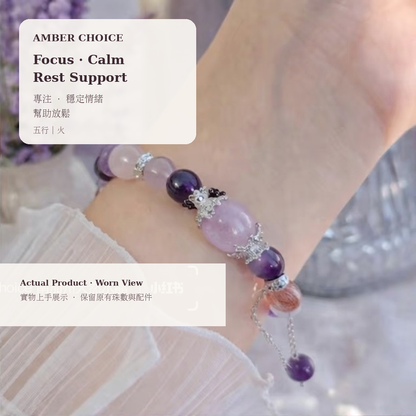 Amber Choice purple crystal bracelet worn view