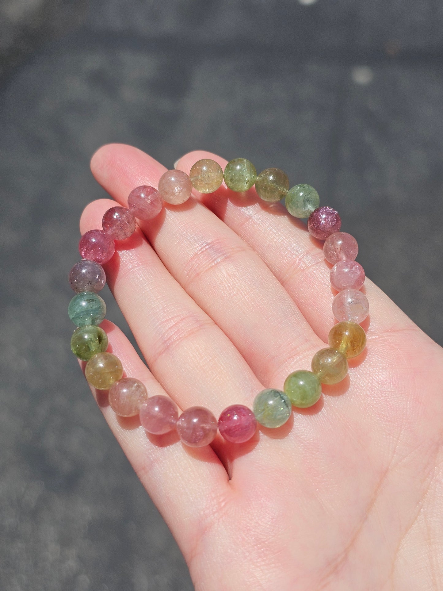 Natural Candy Rainbow Tourmaline Bracelet 8mm | Genuine Multicolor Tourmaline Crystal Bracelet | Handmade Stretch Gemstone Jewelry | Gift for Her