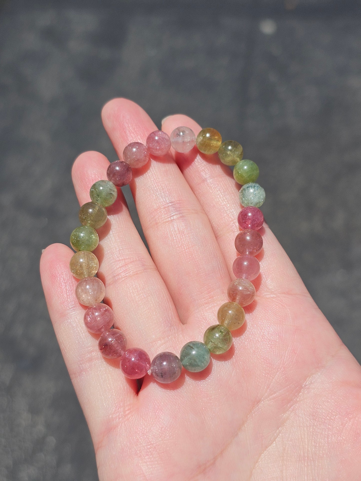 Natural Candy Rainbow Tourmaline Bracelet 8mm | Genuine Multicolor Tourmaline Crystal Bracelet | Handmade Stretch Gemstone Jewelry | Gift for Her