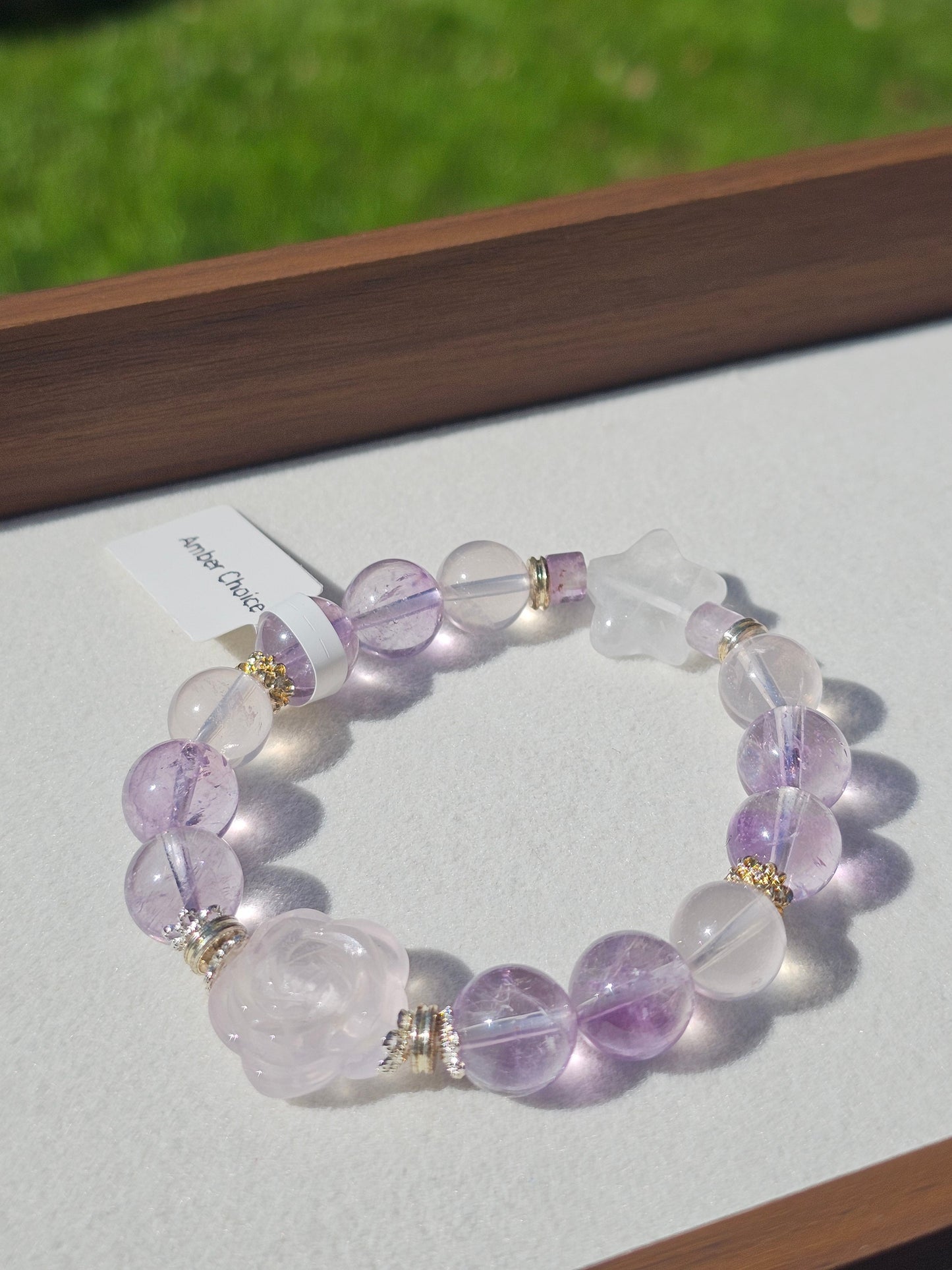 Rose Quartz Rose × Lavender Amethyst × Clear Quartz Bracelet 10mm