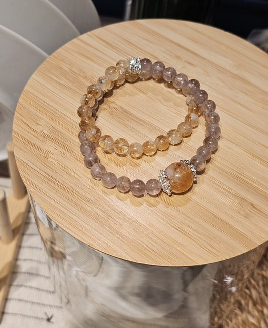 Amber Harmony｜Citrine × Amethyst · Double Bracelet 7.2mm
