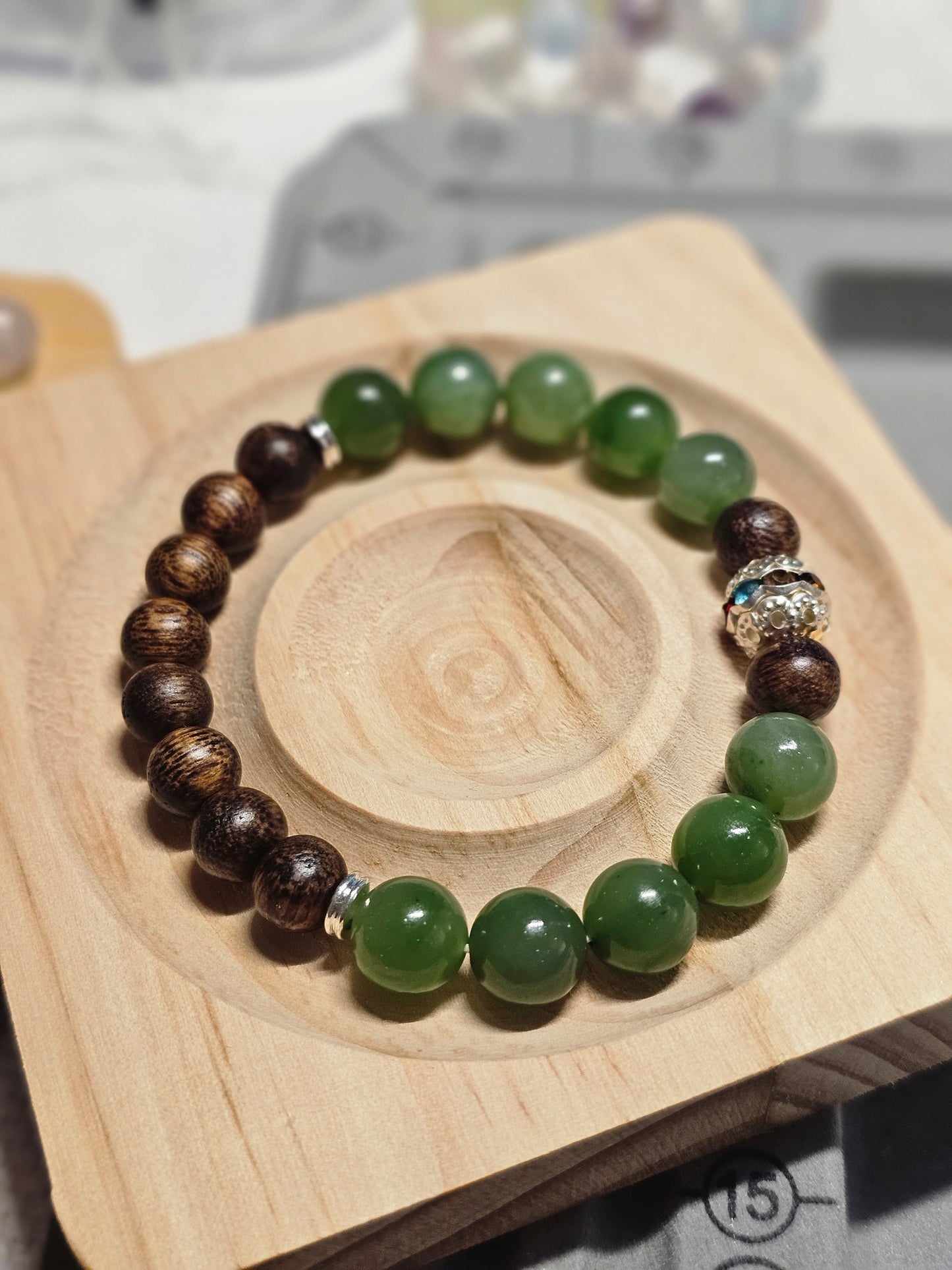 Natural Kynam Agarwood Bracelet 9mm | Hetian Jade Bracelet | Handmade Unisex Jewelry | Meditation Bracelet