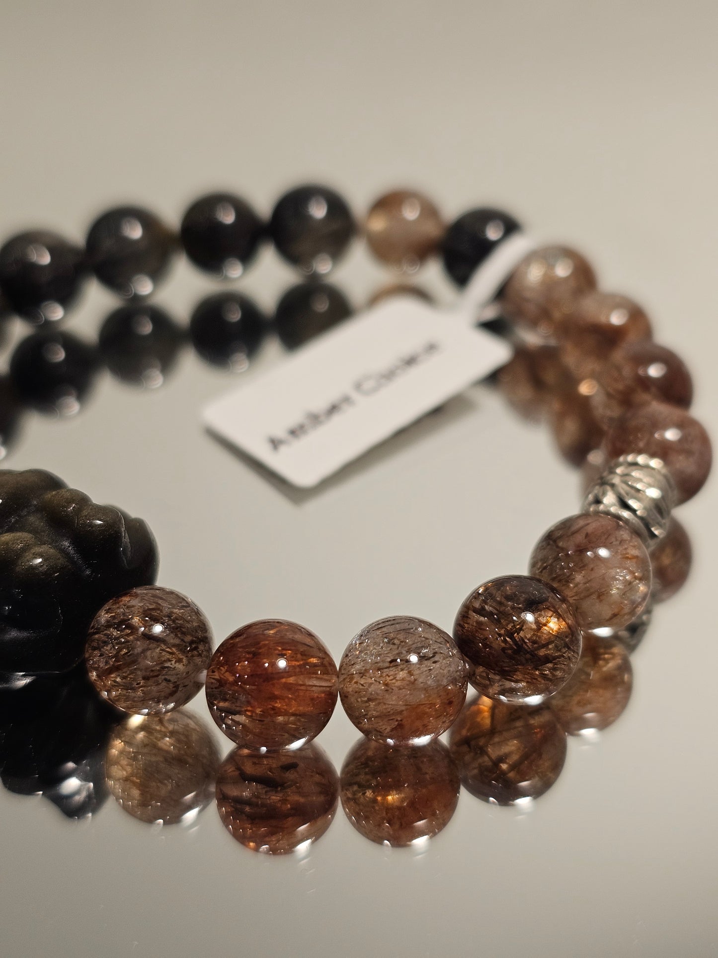Nine-Tailed Fox × Golden Super Seven × Black Rutilated Quartz Bracelet
with Golden Obsidian Accents 9mm