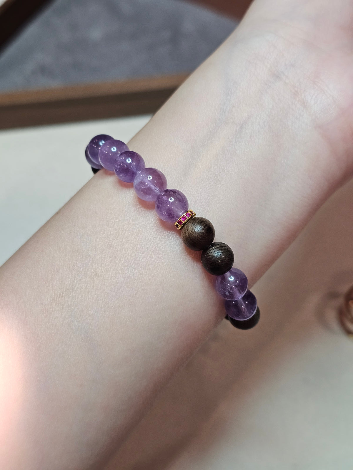 Natural Amethyst × Agarwood Bracelet 8mm