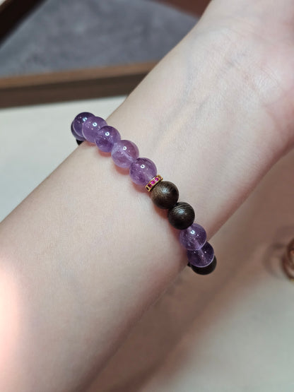 Natural Amethyst × Agarwood Bracelet 8mm