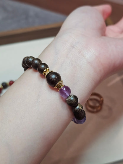 Natural Amethyst × Agarwood Bracelet 8mm