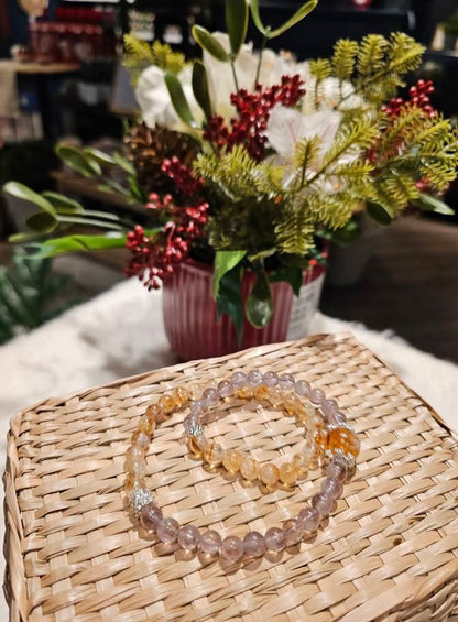 Citrine & Amethyst Double Bracelet 7.2mm | 黃水晶 × 紫水晶雙圈手鏈