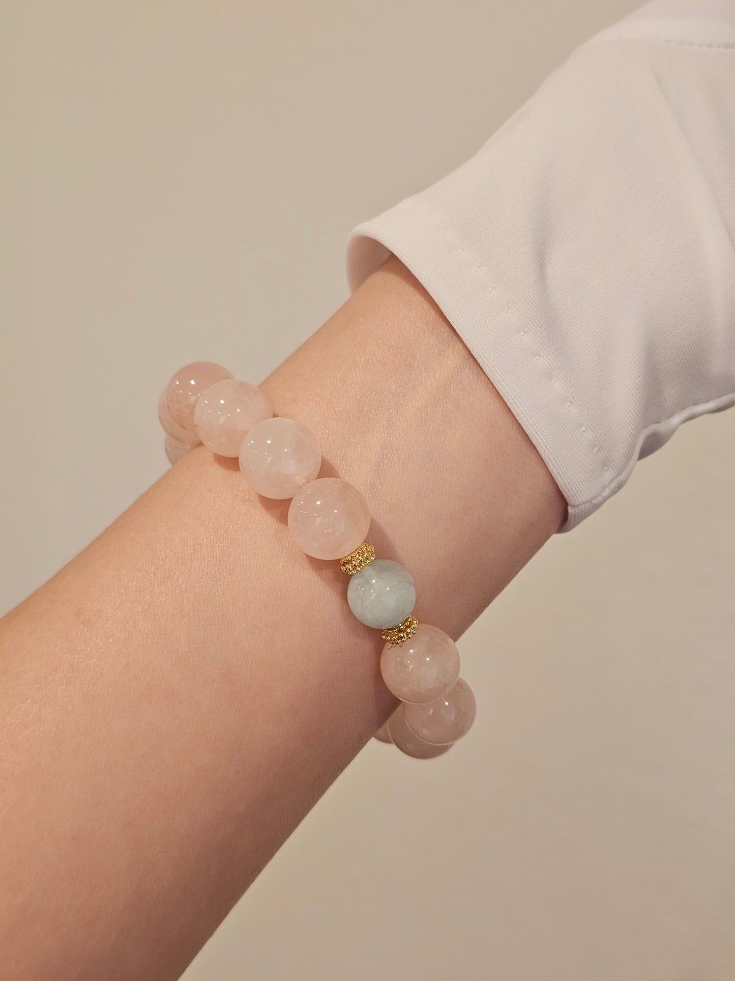 Rose Quartz & Aquamarine Bracelet 12mm