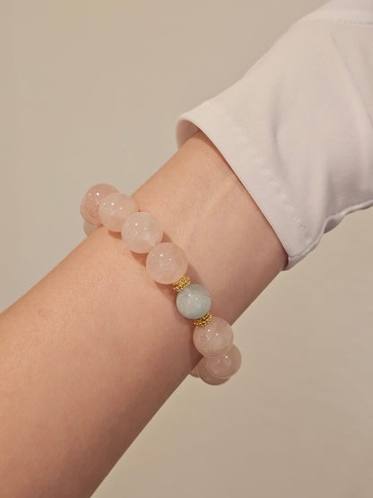 Rose Quartz & Aquamarine Bracelet 12mm