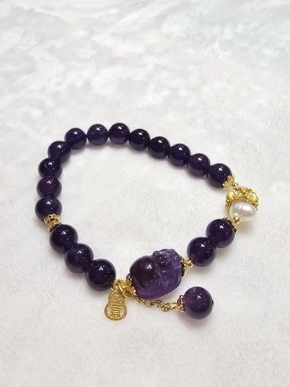 Amethyst Pixiu Bracelet · Chakra Protection 8.7mm