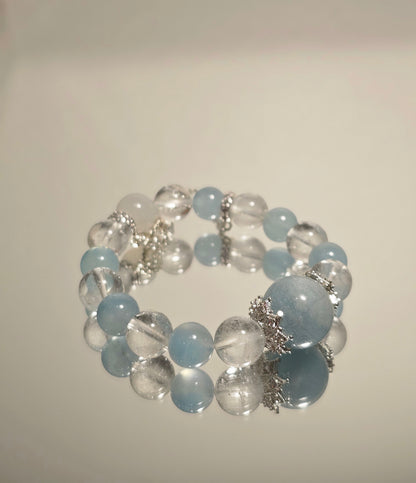 Aquamarine × Clear Quartz｜Fresh & Elegant Energy Bracelet 10mm 