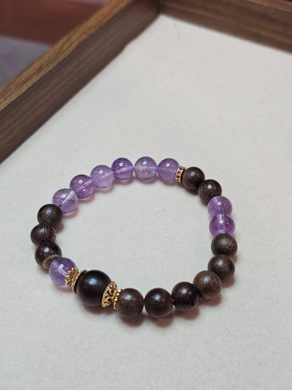 Natural Amethyst × Agarwood Bracelet 8mm