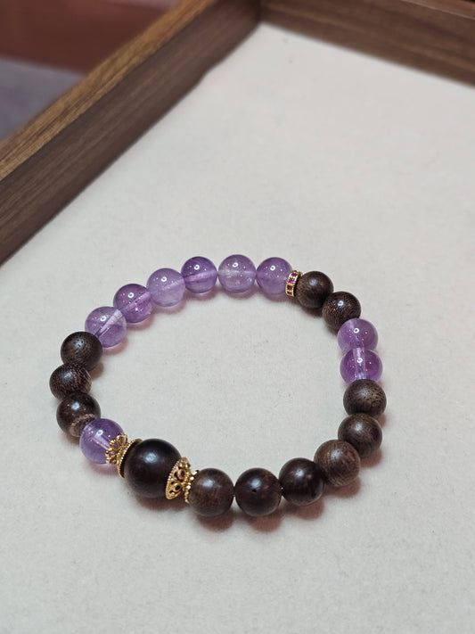 Natural Amethyst × Agarwood Bracelet 8mm