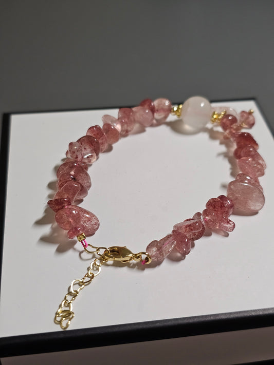 Strawberry Quartz × Rose Quartz Love Bracelet