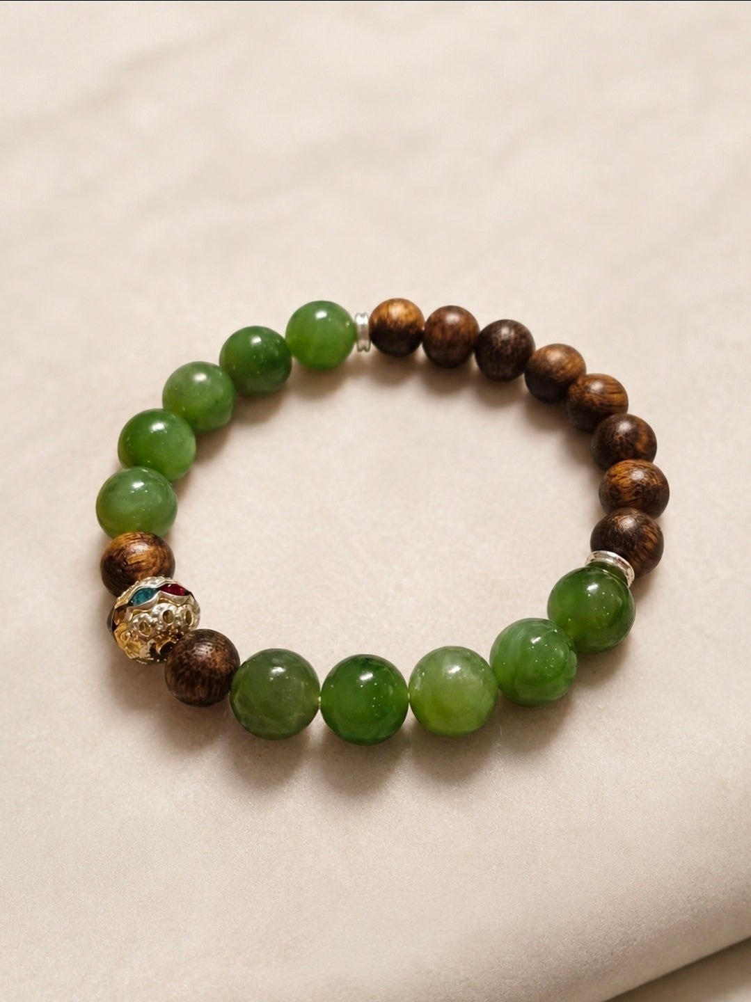 Natural Kynam Agarwood Bracelet 9mm | Hetian Jade Bracelet | Handmade Unisex Jewelry | Meditation Bracelet