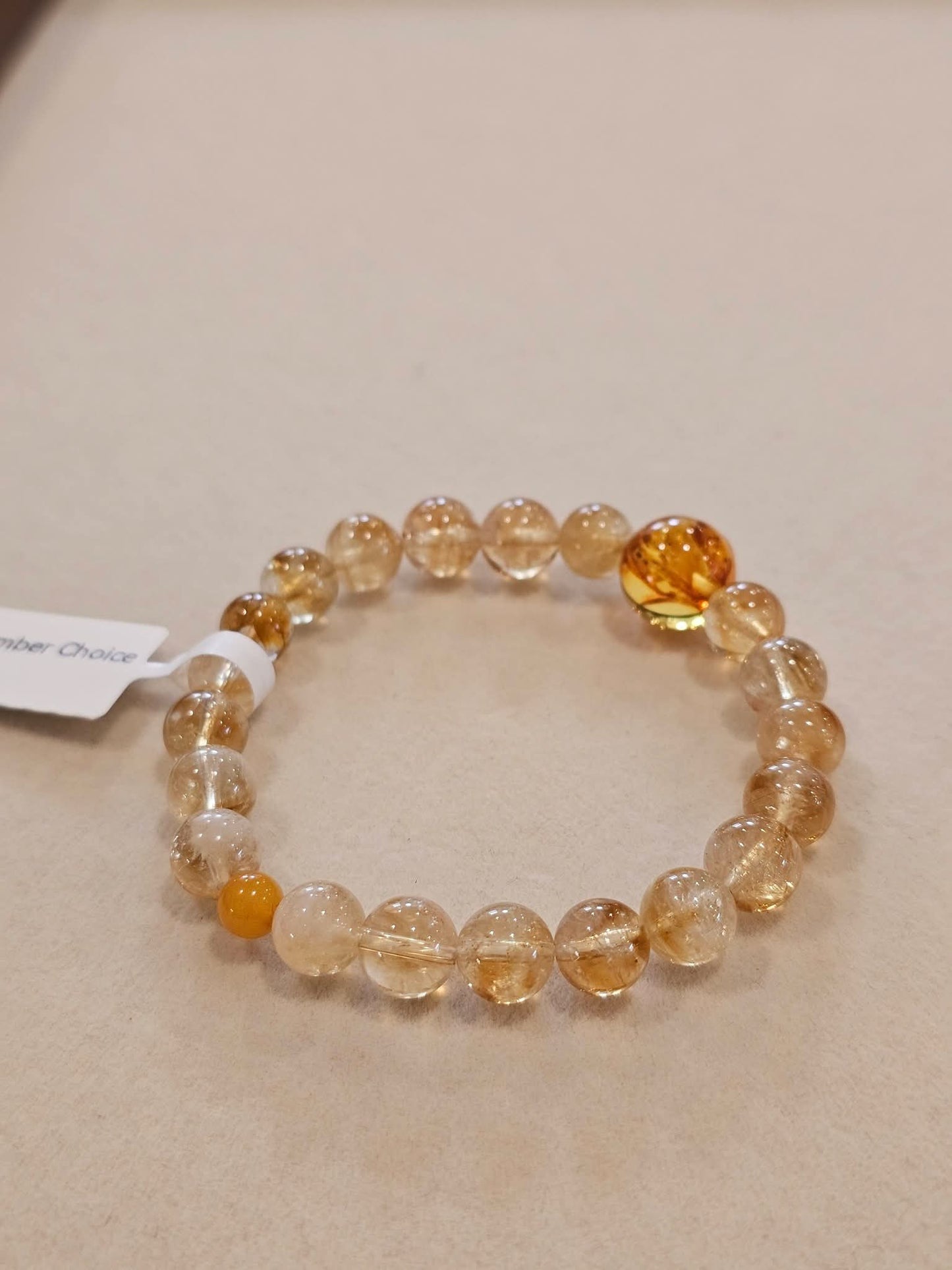 Flower Amber × Beeswax Amber × Golden Rutilated Quartz Bracelet 8mm