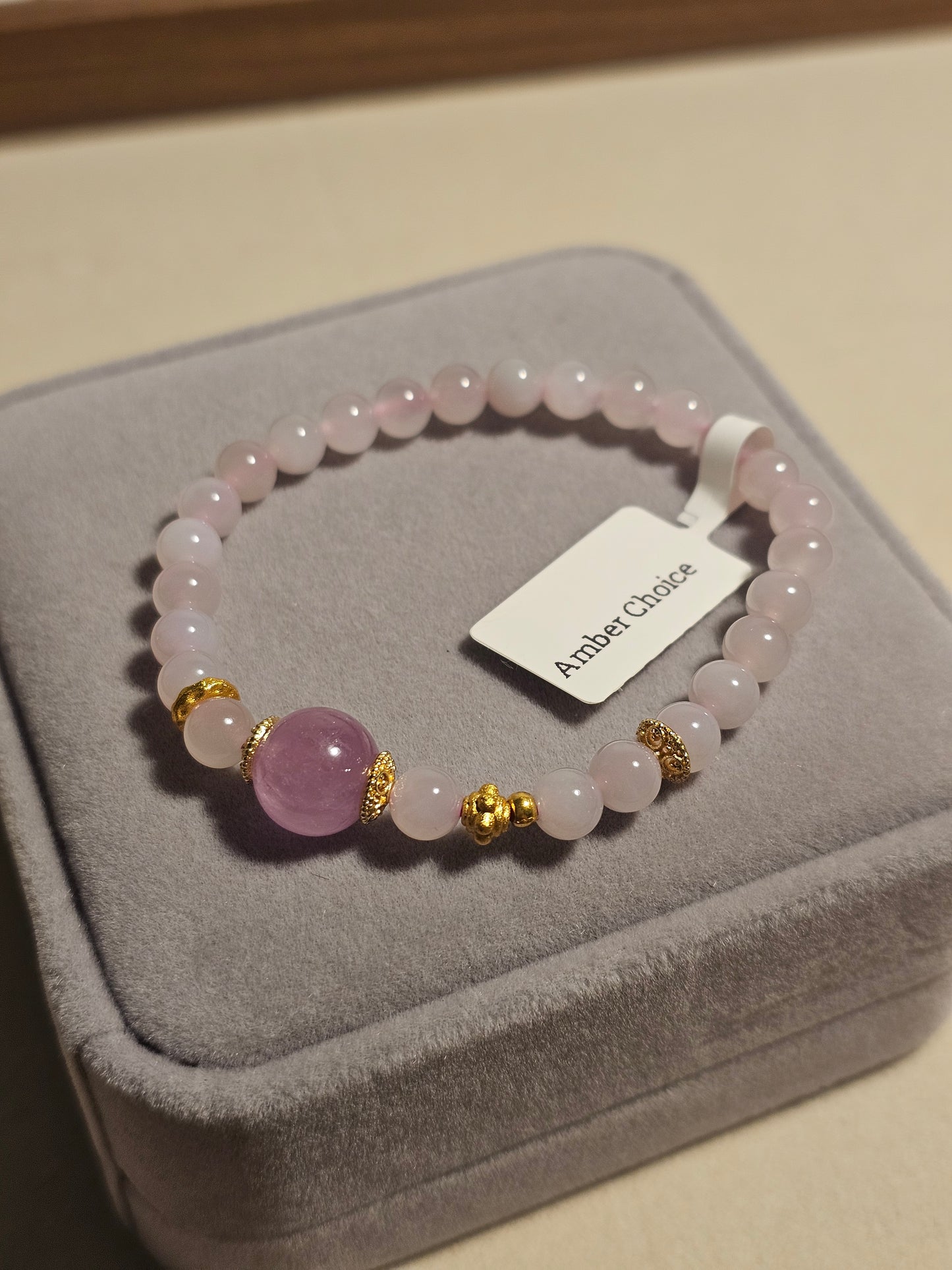 Hetian Jade & Lepidolite Heart Bracelet 6mm