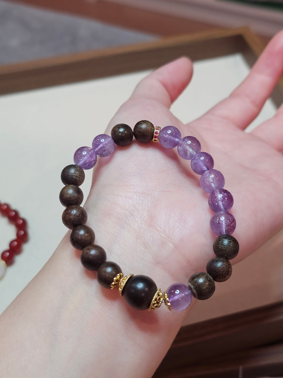 Natural Amethyst × Agarwood Bracelet 8mm