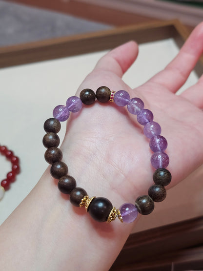 Natural Amethyst × Agarwood Bracelet 8mm