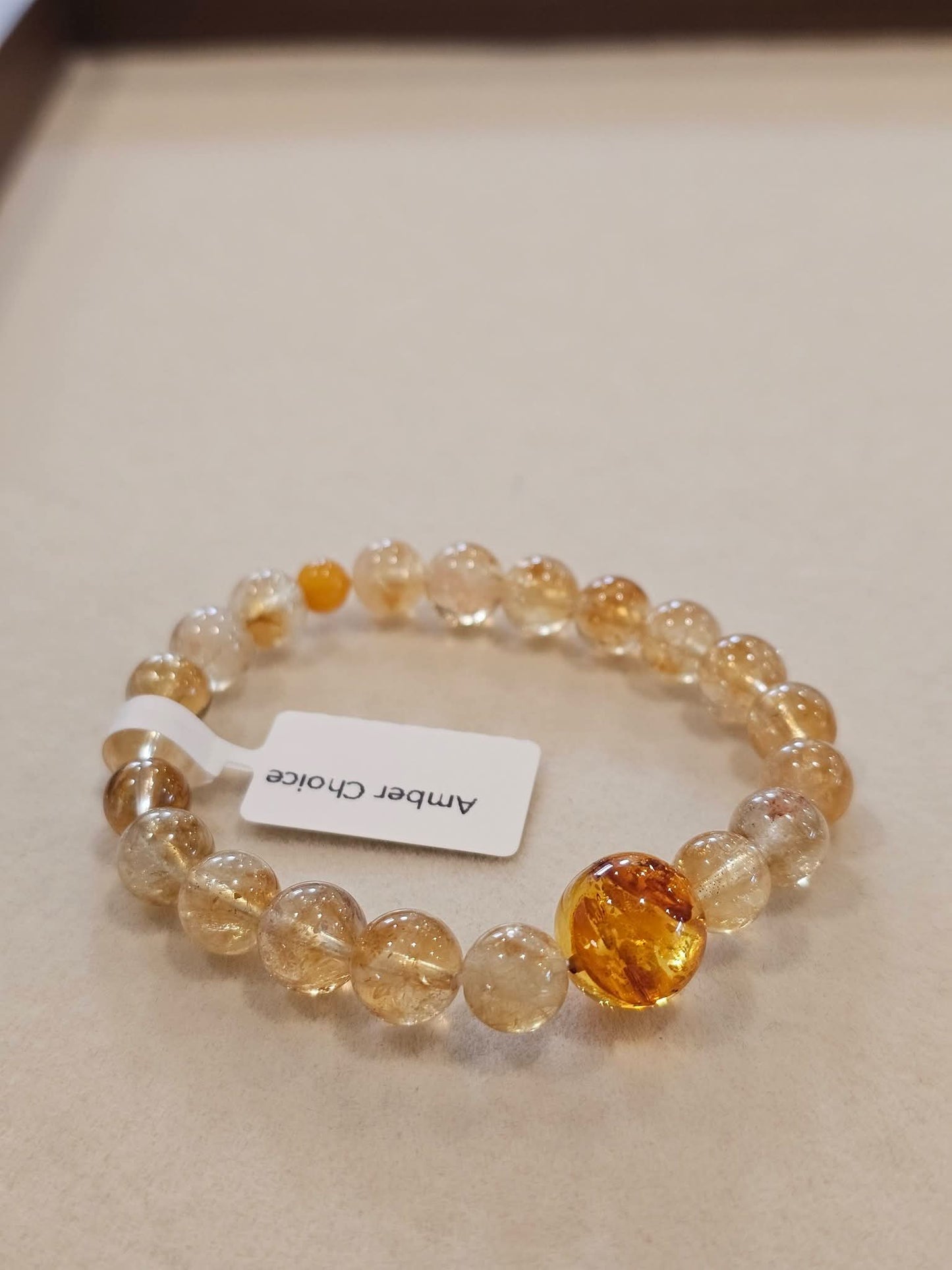 Flower Amber × Beeswax Amber × Golden Rutilated Quartz Bracelet 8mm