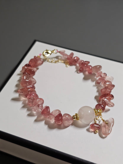 Strawberry Quartz × Rose Quartz Love Bracelet
