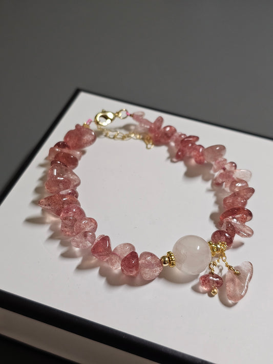 Strawberry Quartz × Rose Quartz Love Bracelet