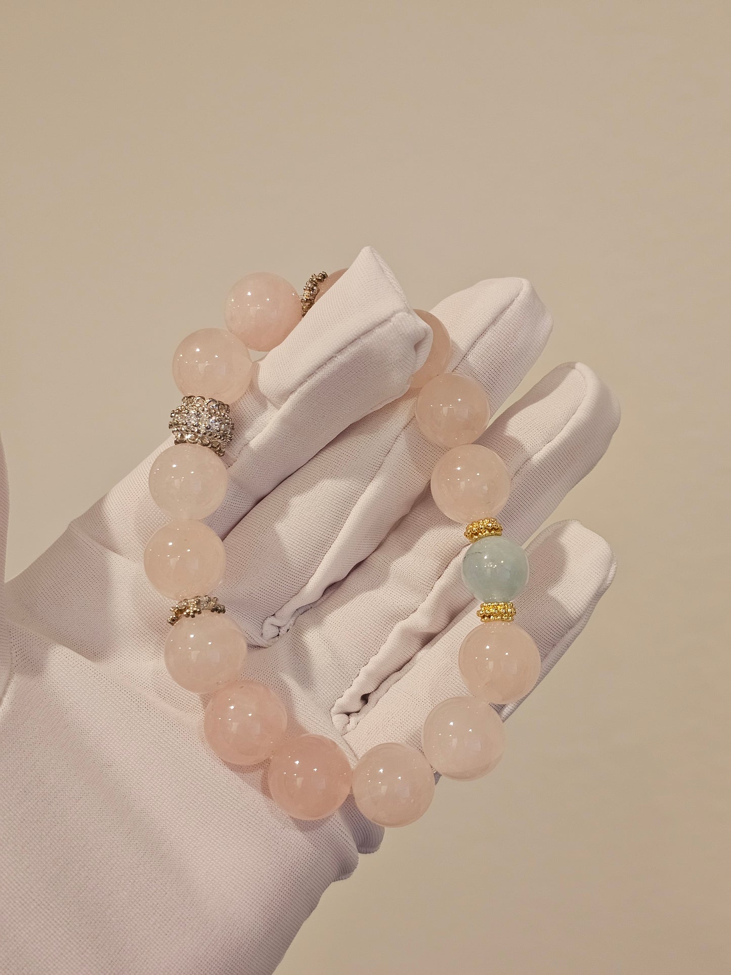Rose Quartz & Aquamarine Bracelet 12mm