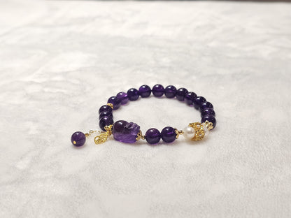 Amethyst Pixiu Bracelet · Chakra Protection 8.7mm