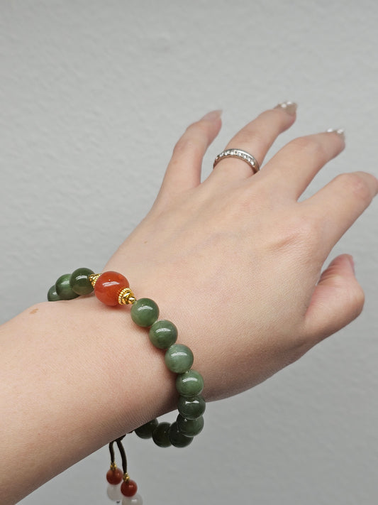 Hetian Jade × Red Agate Bracelet 9.5mm