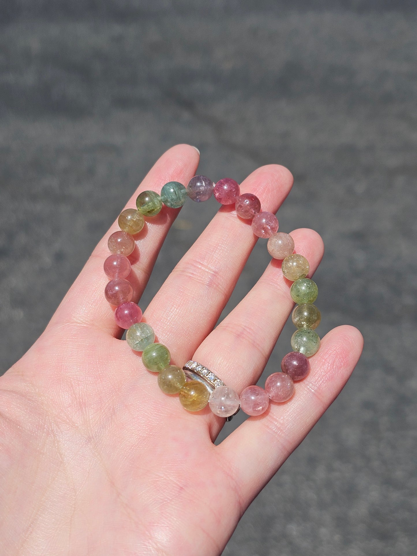 Natural Candy Rainbow Tourmaline Bracelet 8mm | Genuine Multicolor Tourmaline Crystal Bracelet | Handmade Stretch Gemstone Jewelry | Gift for Her