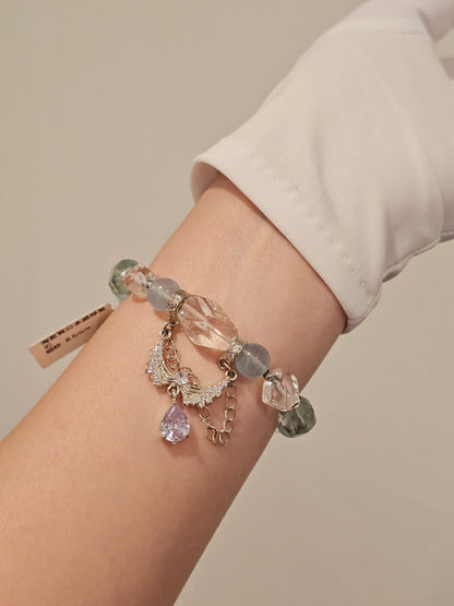 Aquamarine, Green Fluorite & Clear Quartz Bracelet | 10mm Handmade Natural Gemstone Bracelet | Ocean Inspired Crystal Jewelry