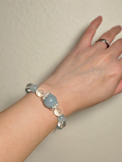 Aquamarine × Clear Quartz｜Fresh & Elegant Energy Bracelet 10mm 